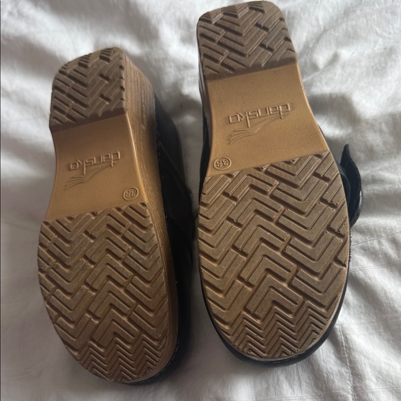 Dansko Pearson Black Leather Mules with Gold Buckle size 38 - Picture 3 of 4